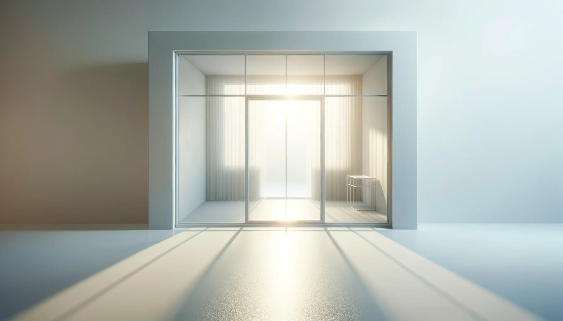 minimalist empty shop interior with soft light and gentle shadows